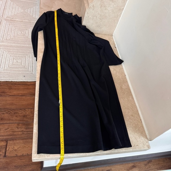 Talbots Black Long Sleeve Pleated Front Midi Shift Womens Size 12 - Picture 10 of 13